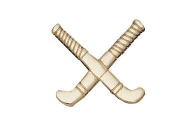 Crossed Field Hockey Sticks Metal Insert, Gold - Box of 25