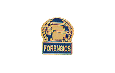 Gavel & Scroll Forensics Pin with Blue Enamel Fill