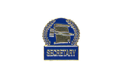 Gavel & Scroll Secretary Pin with Blue Enamel Fill
