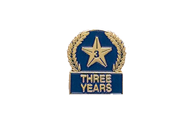Star Three Years Pin with Blue Enamel Fill