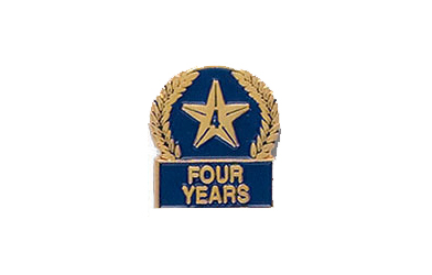 Star Four Years Pin with Blue Enamel Fill