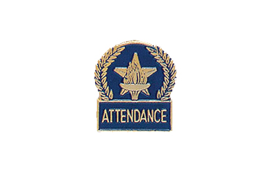 Star & Torch Attendance Pin with Blue Enamel Fill