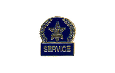 Star & Torch Service Pin with Blue Enamel Fill