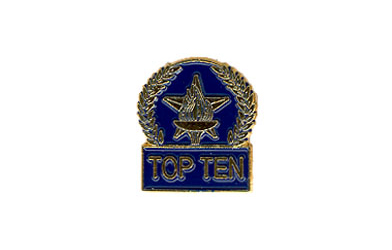 Star & Torch Top Ten Pin with Blue Enamel Fill