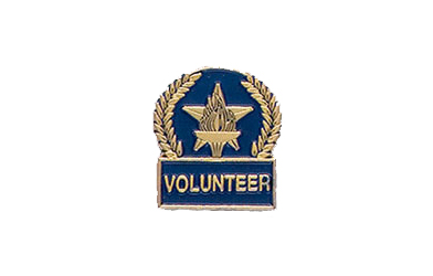 Star & Torch Volunteer Pin with Blue Enamel Fill