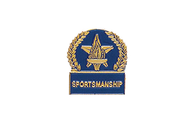 Star & Torch Sportsmanship Pin with Blue Enamel Fill