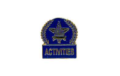 Star & Torch Activities Pin with Blue Enamel Fill