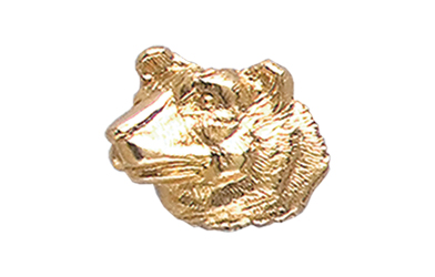 Bear Head Pin, Gold Tone Metal
