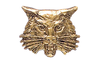Bobcat Head Pin, Gold Tone Metal