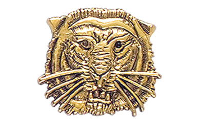 Tiger Head Pin, Gold Tone Metal