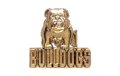 Bulldog with Bulldogs Pin, Gold Tone Metal