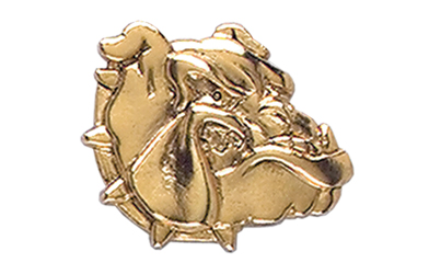 Bulldog Head Pin, Gold Tone Metal