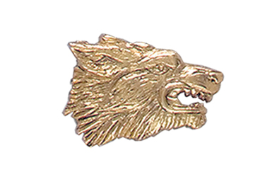 Wolf Head Pin, Gold Tone Metal