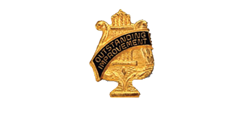 Outstanding Improvement Recognition Lapel Pin, Gold with Blue Enamel Fill