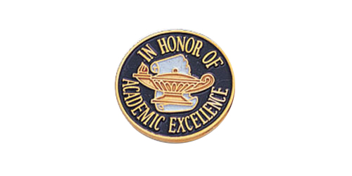 In Honor of Academic Excellence Pin, Gold with Blue Enamel Fill