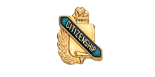 Citizenship Scroll Shape Pin, Gold
