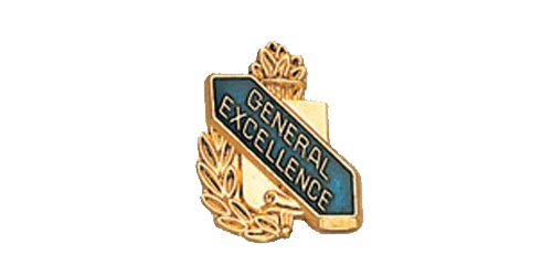 General Excellence Scroll Shape Pin, Gold