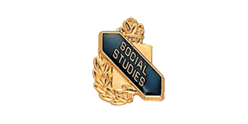Social Studies Scroll Shape Pin, Gold