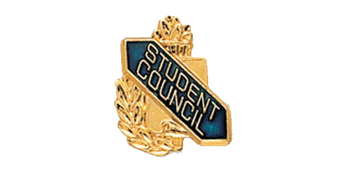 Student Council Scroll Shape Pin, Gold