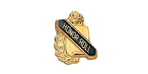 Honor Roll Scroll Shape Pin, Gold