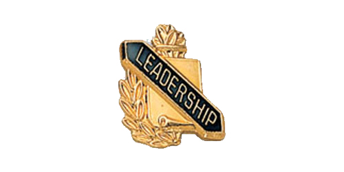 Leadership Scroll Shape Pin, Gold