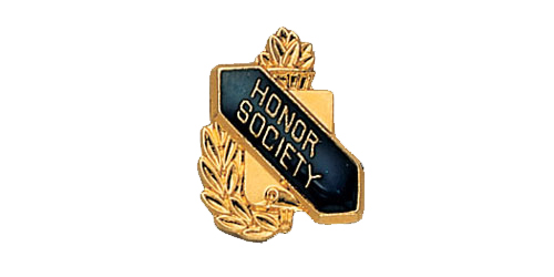 Honor Society Scroll Shape Pin, Gold