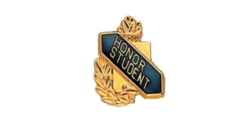 Honor Student Scroll Shape Pin, Gold