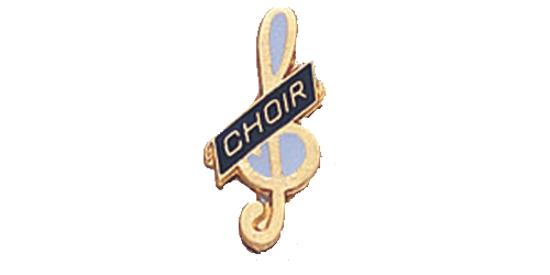 Treble Clef with Choir Pin, Gold