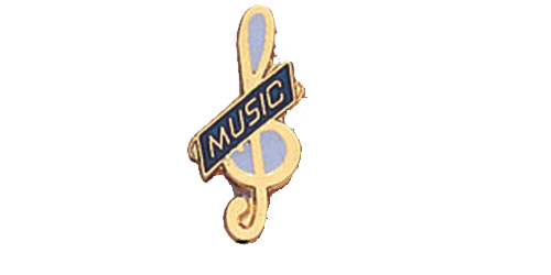 Treble Clef with Music Pin, Gold