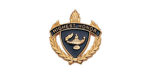 Highest Honor Torch & Wreath Pin, Gold