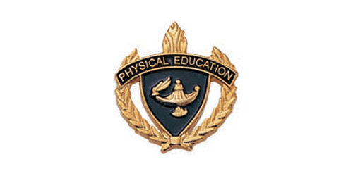 Physical Education Torch & Wreath Pin, Gold