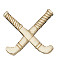Crossed Field Hockey Sticks Metal Insert, Gold - Box of 25