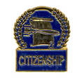Gavel & Scroll Citizenship Pin with Blue Enamel Fill