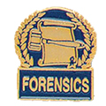 Gavel & Scroll Forensics Pin with Blue Enamel Fill
