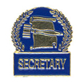 Gavel & Scroll Secretary Pin with Blue Enamel Fill