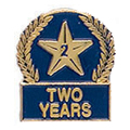 Star Two Years Pin with Blue Enamel Fill