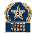 Star Three Years Pin with Blue Enamel Fill