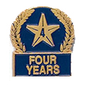 Star Four Years Pin with Blue Enamel Fill