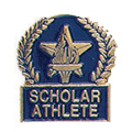 Star & Torch Scholar Athlete Pin with Blue Enamel Fill