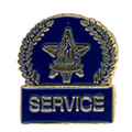 Star & Torch Service Pin with Blue Enamel Fill