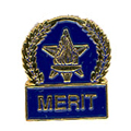 Star & Torch Merit Pin with Blue Enamel Fill