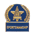 Star & Torch Sportsmanship Pin with Blue Enamel Fill