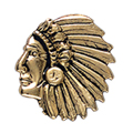 Indian Chief Head Pin, Gold Tone Metal