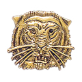 Tiger Head Pin, Gold Tone Metal