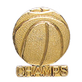 Basketball with Champs Specialty Pin, Gold
