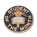 Student of the Month Pin, Gold with Blue Enamel Fill