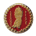 Second Place Pin, Gold with Red Enamel Fill