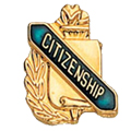 Citizenship Scroll Shape Pin, Gold