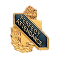 Perfect Attendance Scroll Shape Pin, Gold