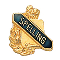Spelling Scroll Shape Pin, Gold